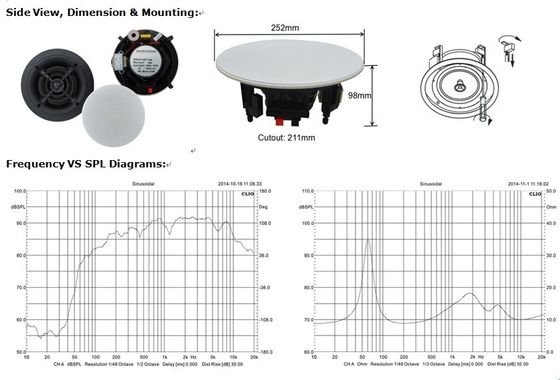 상한 의장 (40-20-10 와트, 100V와 8Ohms) Pa 의장에서 무프레임형인 6 &quot;
