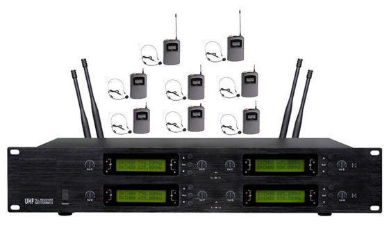 8개 채널 UHF 무선 마이크 시스템 LCD